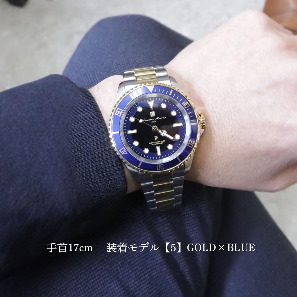 Salvatore Marra 10 ATM Wodoodporny Stal Nierdzewna Japoński Salvatore Marra Popularna Marka SM22110 Zawiera Ściereczkę do Zegarka Męski Zasilany Słońcem Sterowany Radiowo