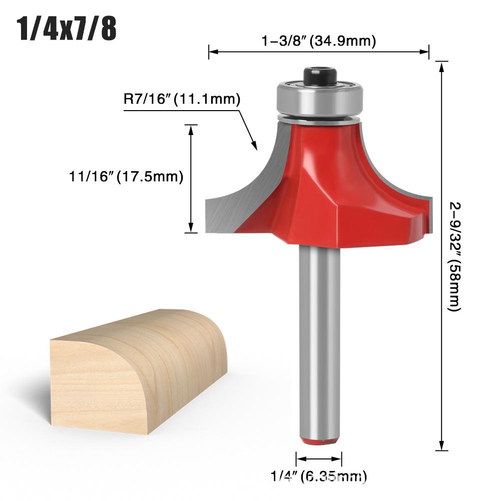 Woodworking Bearing Round Corner Cutter Trimming Machine Cutter Head Chamfering Slotting Engraving Woodworking Cutter Gong Cutter 1/4 Handle 6 Handle