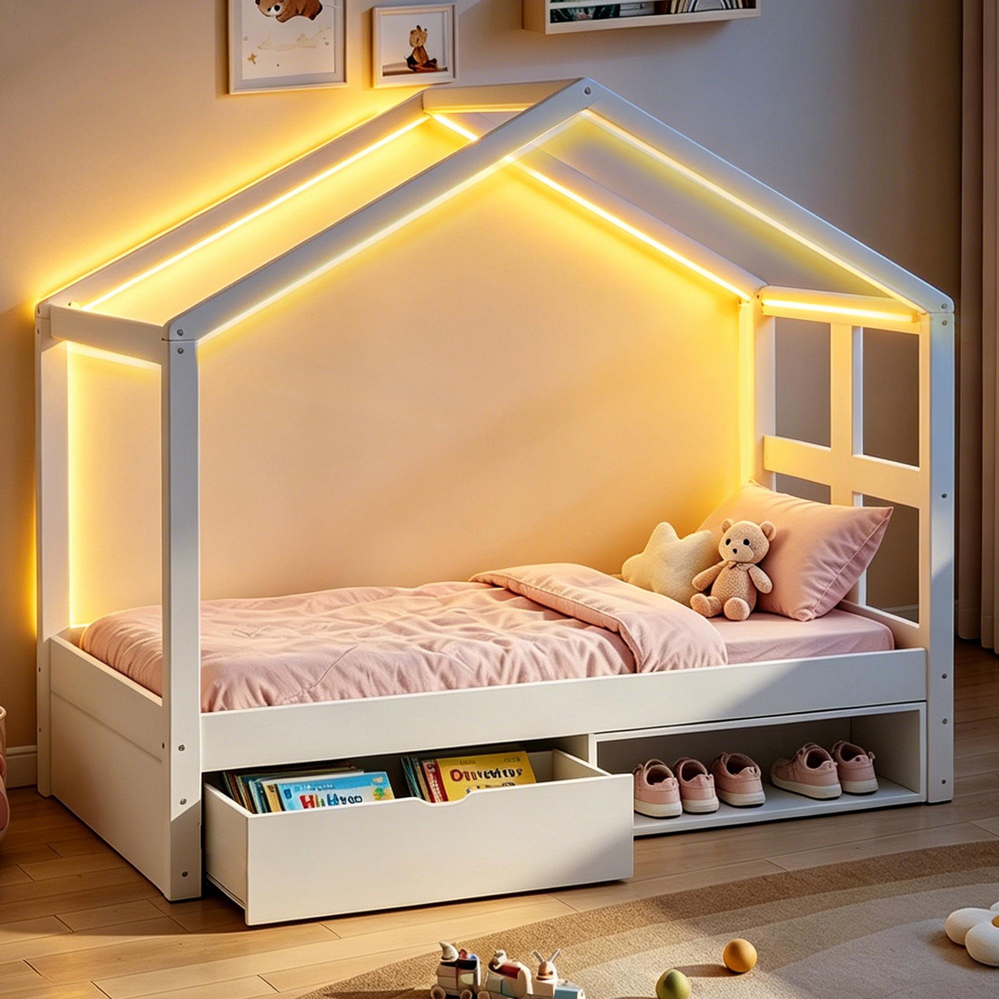 Wooden Bed 90×190 cm, with Drawers