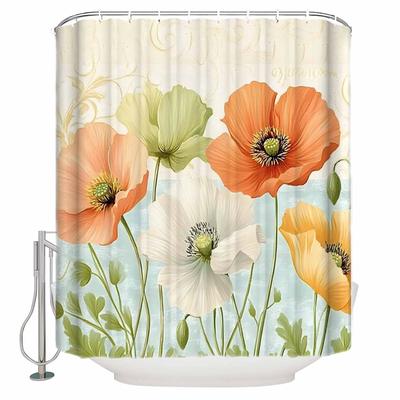 Vintage Mohnblumen Duschvorhänge Wasserdichte Badvorhänge Heimdekoration Moderner Luxus Badezimmervorhang