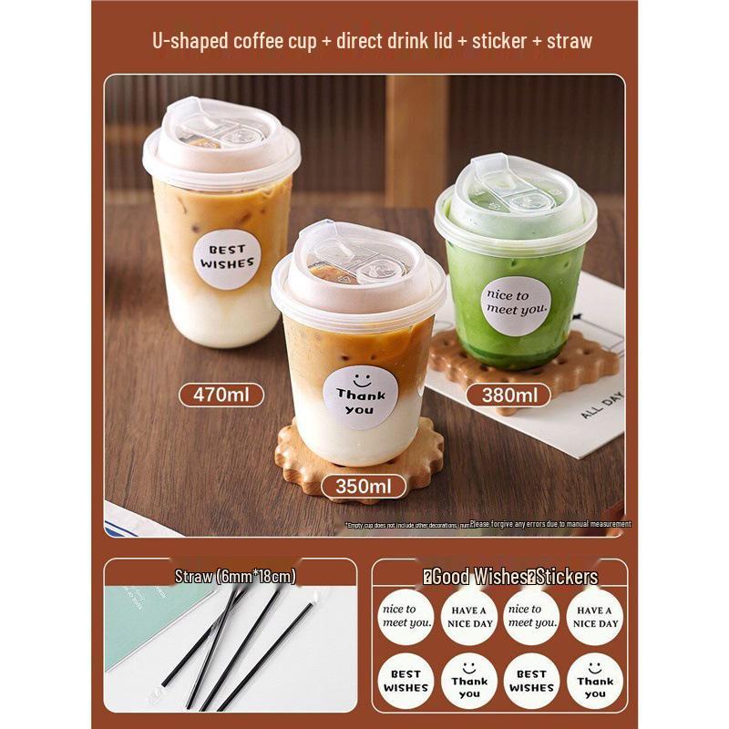 Disposable Transparent Plastic Coffee Cup with Lid for Small Beverages