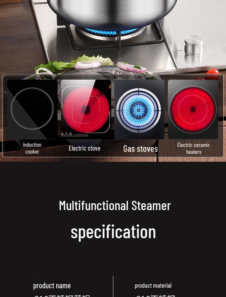 316 Stainless Steel Large Capacity Stock Pot for Stewing, Broiling, and Steaming, Food-Grade and Integrated Molding Design.