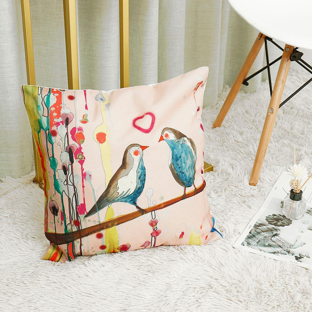 Ancient Oil Painting Birds Linen Pillow Case Pillow Cover Cover Suitable For Car, Sofa And Home Use