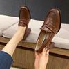 Fashion French Heels Women's Retro Square Toe Block Heel Temperament Single Shoes Slip-on Loafers