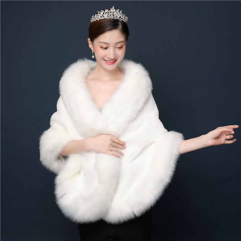Dicker warmer Strickschal aus Kunstpelz für Damen, Winter, elegant, Umhang, Wickel, Hochzeit, Brautjungfer, Qipao Kleid