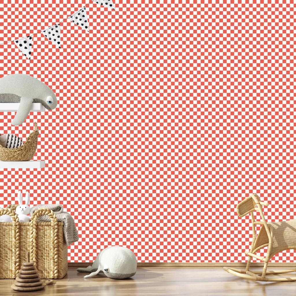 Checkerboard Wallpaper Coral, a Clear Detail for the Living Room and Bedroom 50x1000
