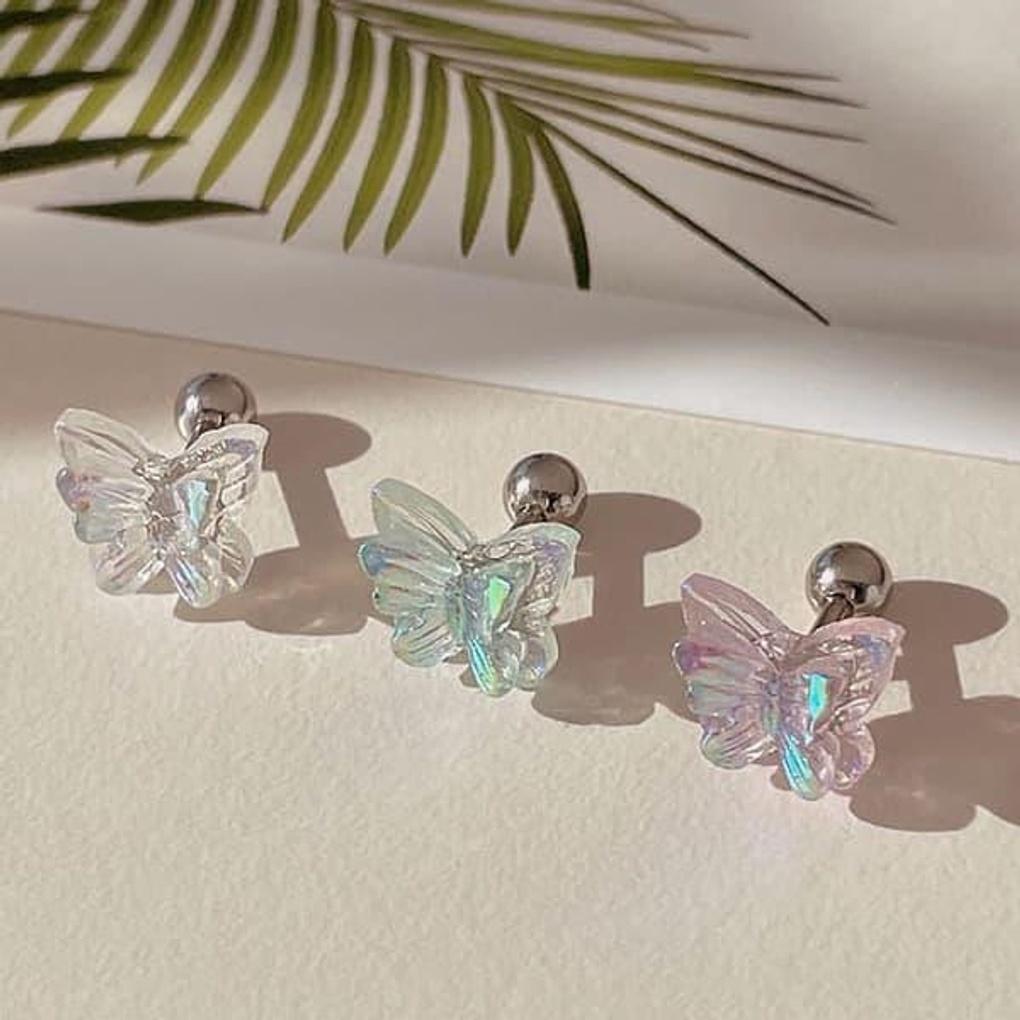 Women's Daily Surgical Steel Double Butterfly Piercing