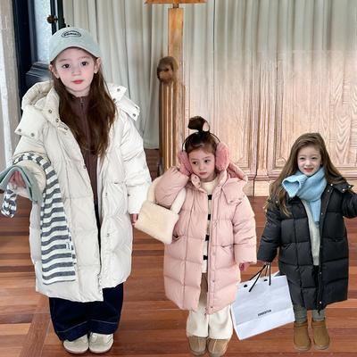 Children's High-quality Cotton White Duck Down Warm Long Down Jacket