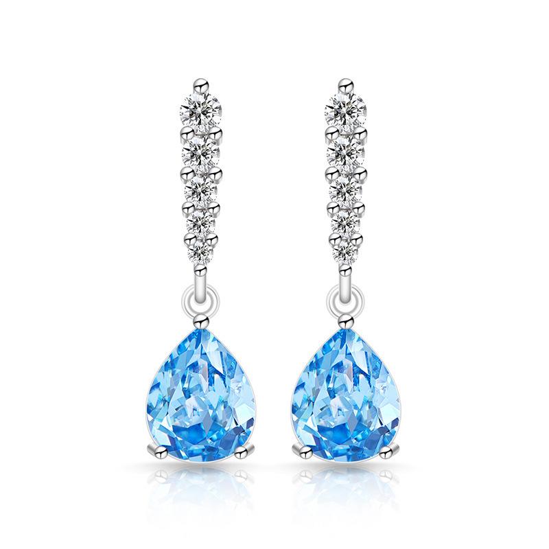 Fashion Classic  925 Sterling Silver Shining Water Drop AAA Zircon Women's Earrings