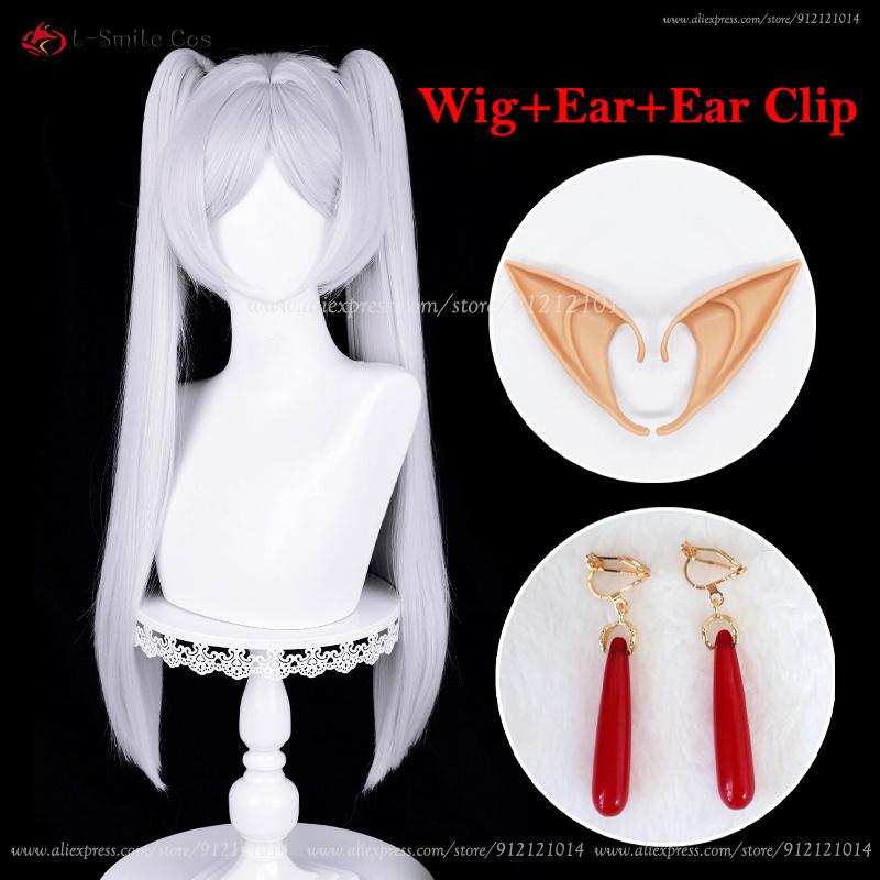 Parrucca Cosplay Frierenn 95cm Argento Bianco Resistente al Calore Capelli Sintetici Per Costumi da Donna Parrucca Cosplay Anime Halloween