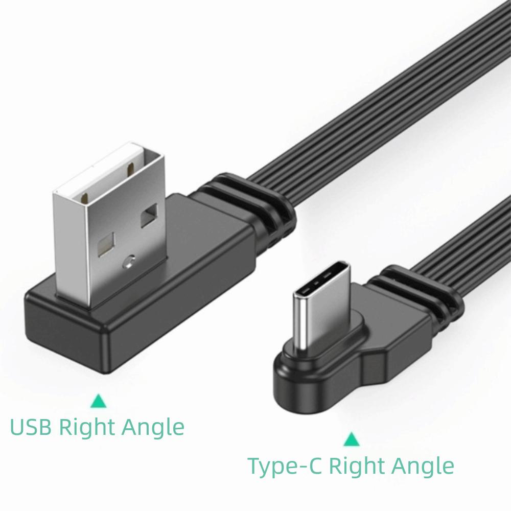 Double Elbow Type C Data Cable Flat Flexible Short Charging Line Mobile Game Cable  Mobile Game