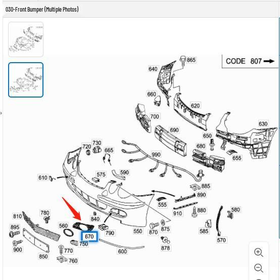 Mercedes-Benz W211 E200 Front Bumper Fog Light Bezel (2118850922, 2118850822)
