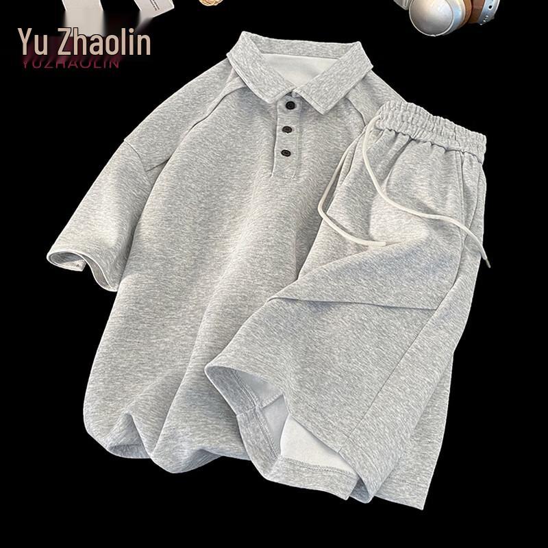 Men s YUZHAOLIN Heavyweight Polo Shirt & Shorts Set M