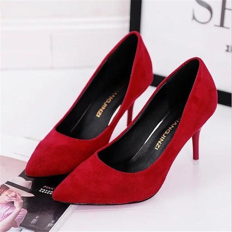 Scarpe Donna Moda Sexy Rosse a Punta Décolleté in Vernice Scarpe Eleganti Tacco Alto Scarpe a Barca Scarpe da Matrimonio Zapatos Mujer 8cm