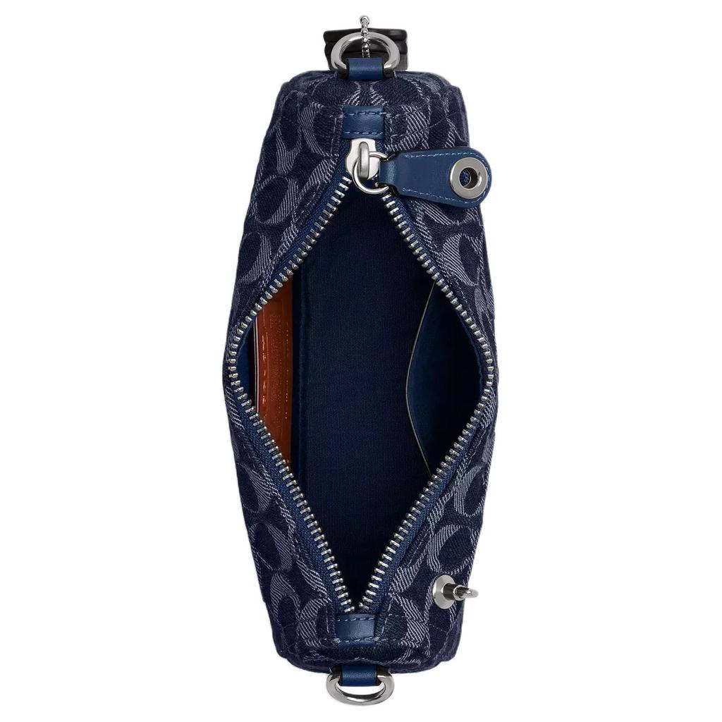 Coach Swinger 20 Logo Print Silver Hardware Signature Denim Handbag Small Women Handbag Deep-Blue CAN78-LHRHY