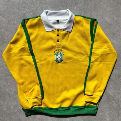 European and American Y2k Long Sleeved Printed Embroidered Polo Collar Pullover