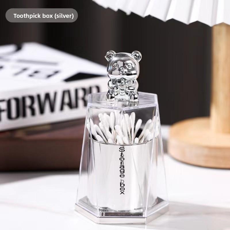 

Милый креативный контейнер для зубочисток в виде медведя серебряный