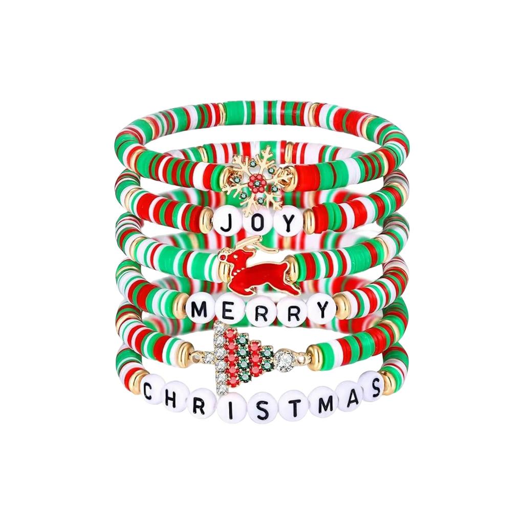 Christmas 6-Pack Cute Elk Bracelet Set Christmas Bracelets For Women & Teens - Perfect Christmas Gifts - Age 3 To Adult Christmas Gifts