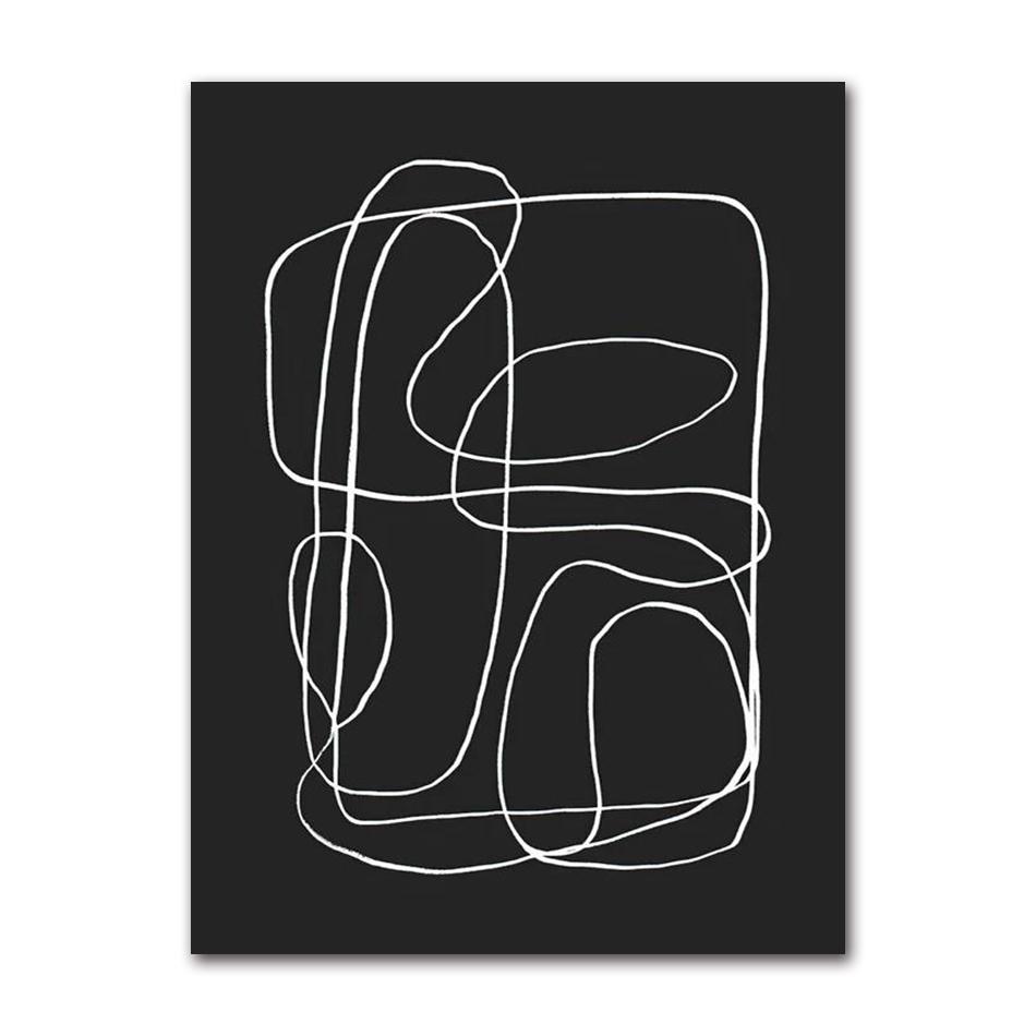 Scandinavian Minimalist Wall Art Black and White Abstract Woman Geometric Lines Poster Print Home Bedroom Living Room Decoration