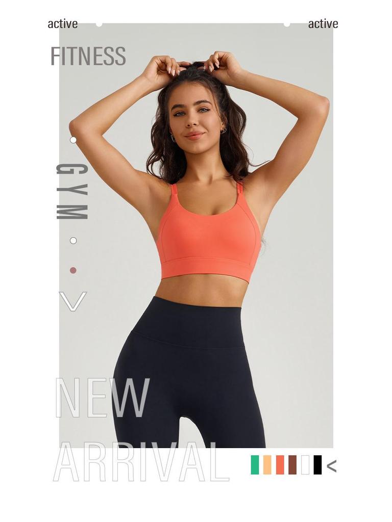 Women's Cross-Back Sports Bra with Thin Straps - Shock-Absorbing and Comfortable Yoga Fitness Wear with One-Piece Cup