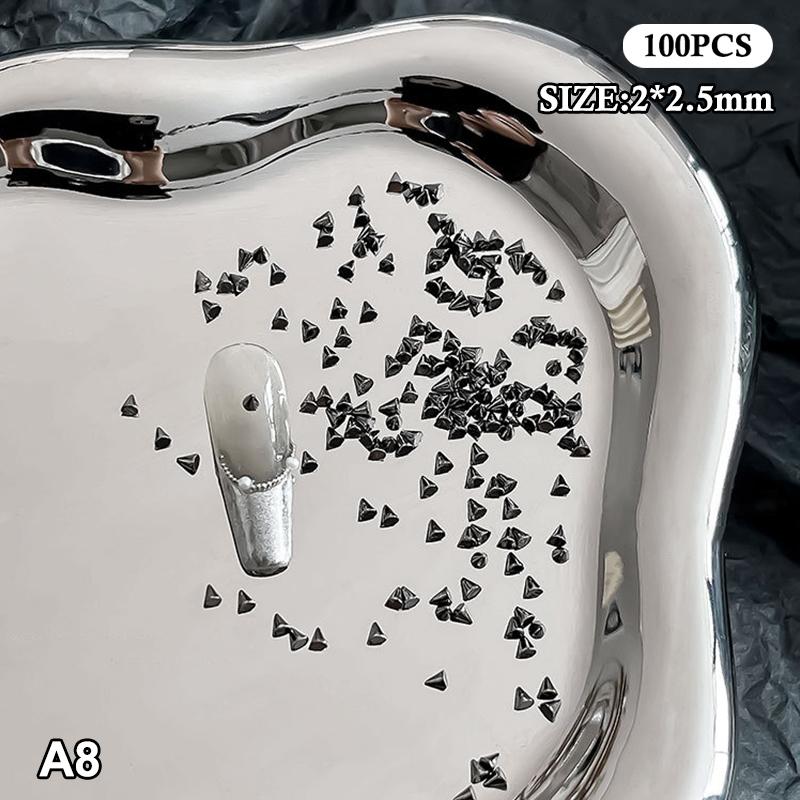 

100Pcs Punk Rivet Nail Charms Cone Mixed Sized Nail Art Studs Stylish Alloy Spike 3D Diy Nails Decor