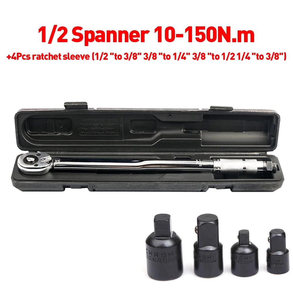 Ratchet Torque Wrench Square Drive 10-150N.m Reversible Ratchet Key 1/2 Inch Adjustable Torque Spanner Precise Preset Hand Tool