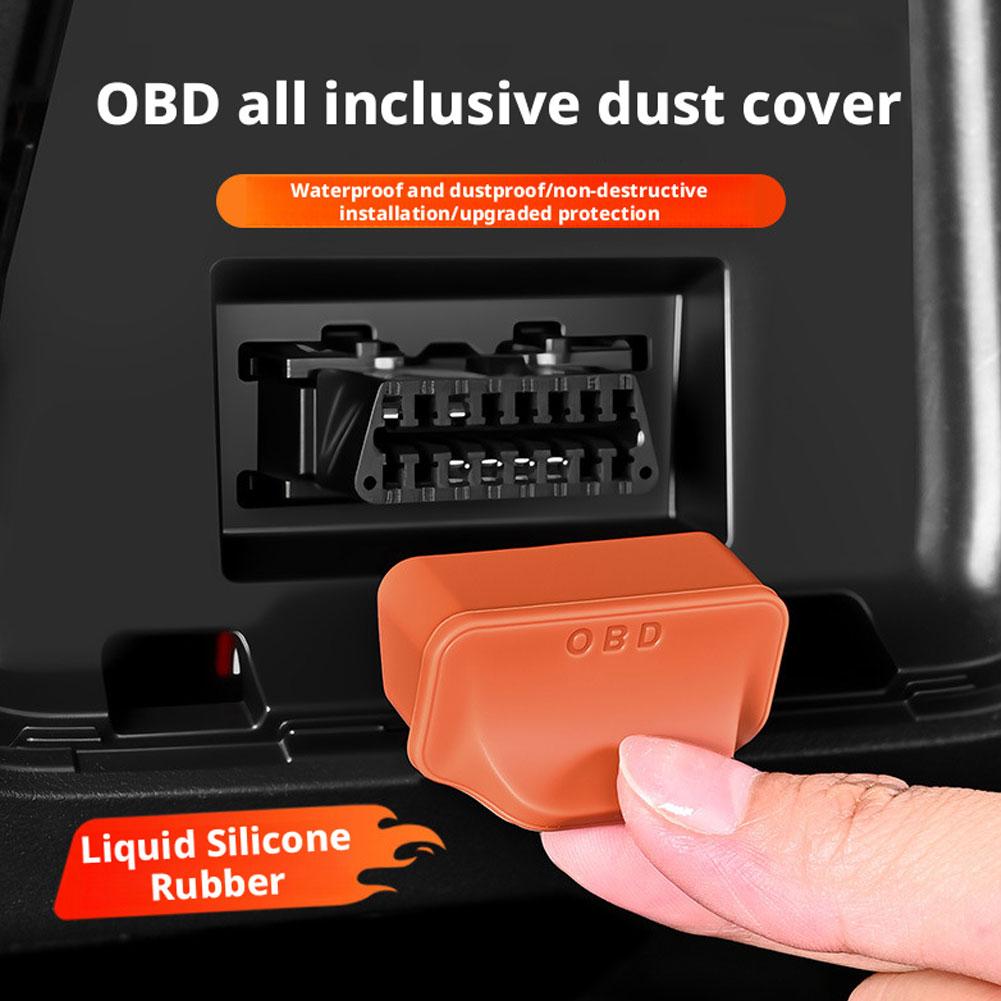 Housse anti-poussière pour port OBD de voiture en silicone avec poignée Manchon de protection Verrou de port OBD Capuchons Imperméable Anti-poussière Accessoires de voiture