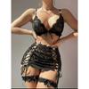 Sexy Lingerie Set For Women Lace Mesh See-through Lace Up Top Plaid Pleated Skirt Halter Women's Underwear Set Sexy Bra Set