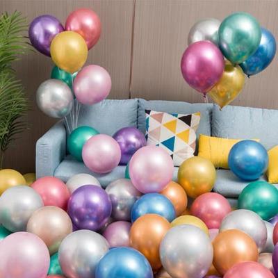 50 Adet Lateks Balon Düz Renk Balonlar Simli Balonlar Metalik Renkli Balonlar