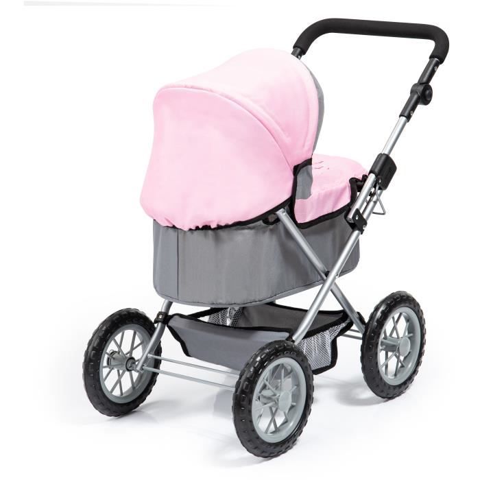 Carrinho de boneca Trendy - BAYER - Cinza e Rosa - Ajustável - Para bonecas até 46 cm