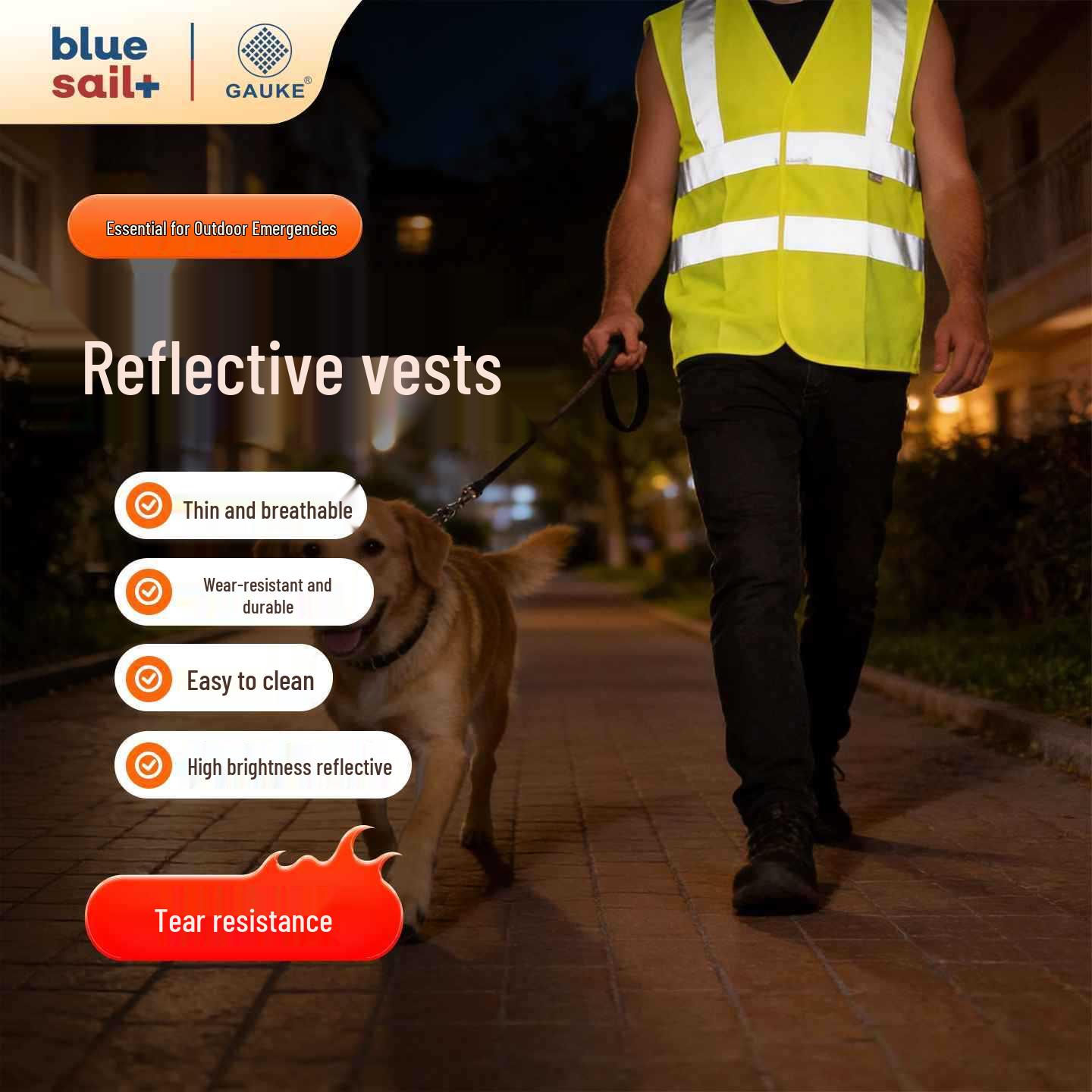 Blue Sail Medical: Reflective Quick-Dry Safety Vest for Night Dog Walking