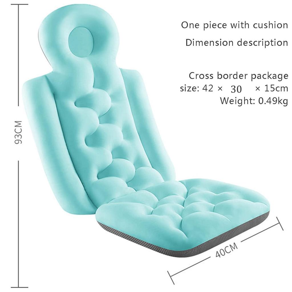 Oreiller de Bain Ergonomique 4D avec 6 Ventouses Antidérapantes