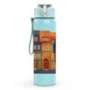 1PC Old Colorful European Town House Print 750ml Color Plastic Sports Water Bottle Leakproof Flip Straw Lid Suitable for Sports Office Home Use