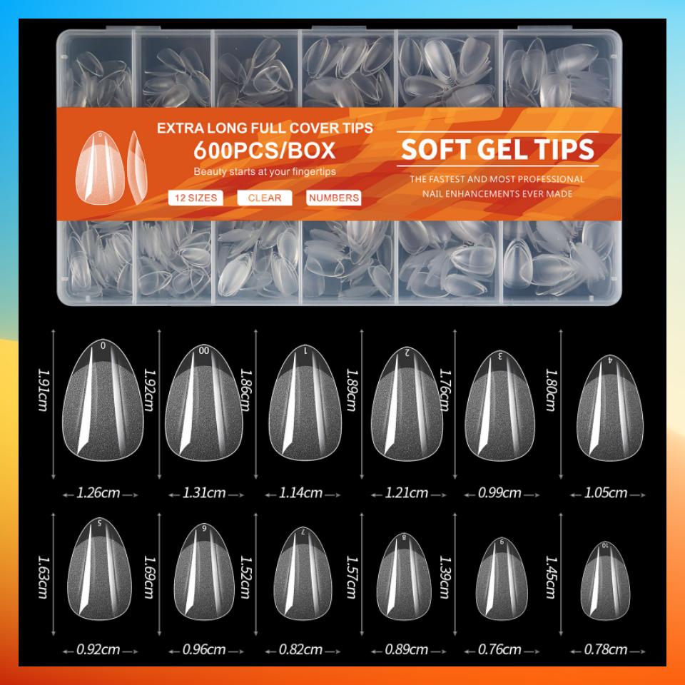

600 шт. Мягкий гель X Типсы для ногтей, полное покрытие, накладные ногти #06
