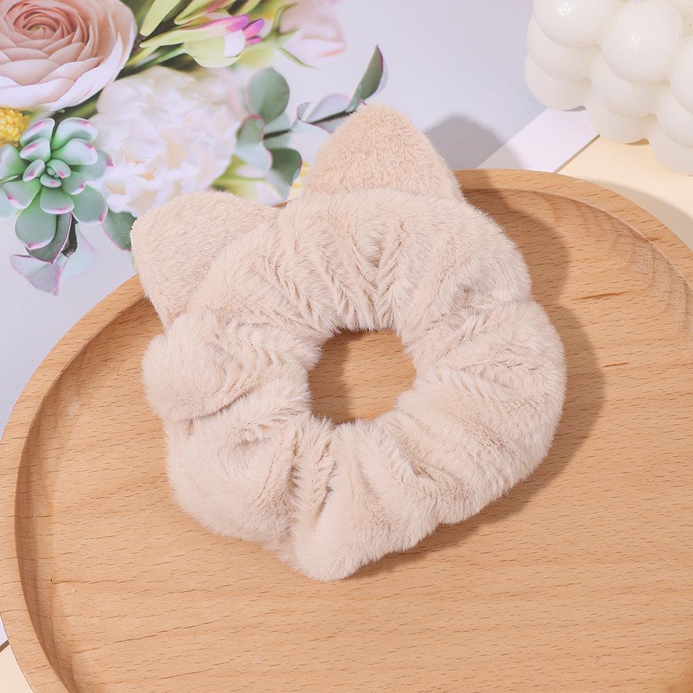 Cat Ear Furry Scrunchies For Girls Women High Elastic Soft Korean Style Hair Tie Ponytail Holder Rubber Band Hair Accessories