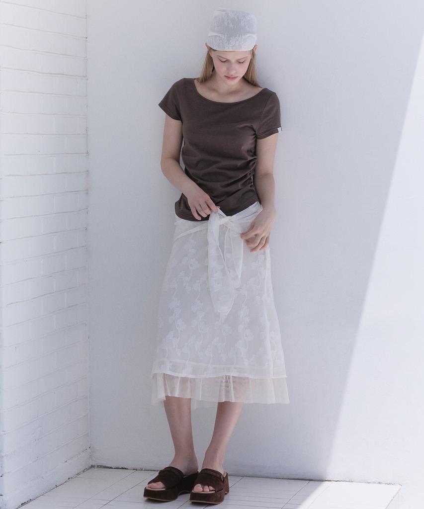 Margarine Fingers Ribbon Detail Mermaid Skirt (Cream)