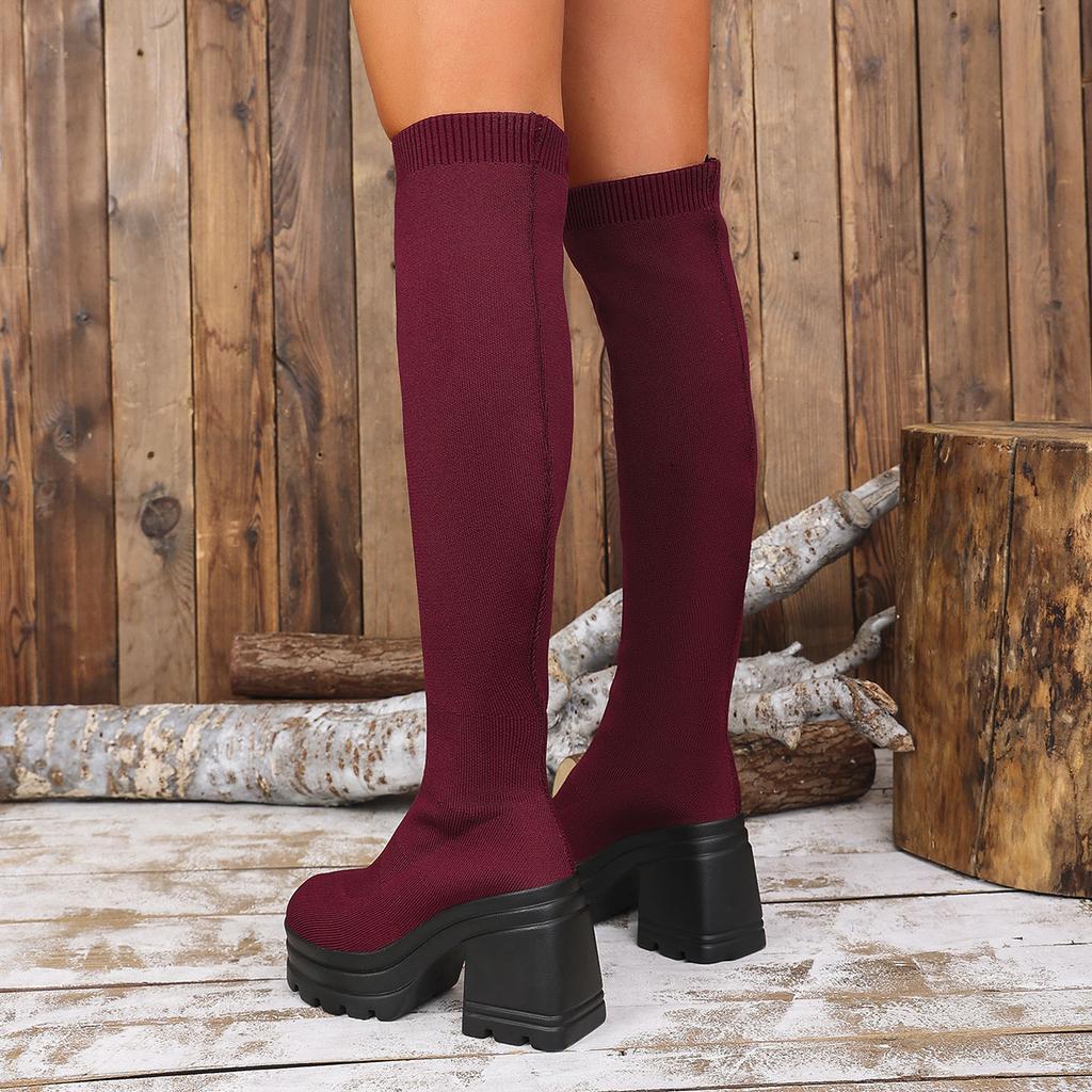 Fashion Fashion Over-the-knee Boots 2025 Autumn Thick Soles Thick Heels Large Sizes, High HeelsWomen's Boots Slimming Boots for Women