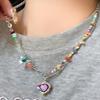 Multicolor Charm Beaded Chain Necklace Versatile For Work Parties Everyday Fashion