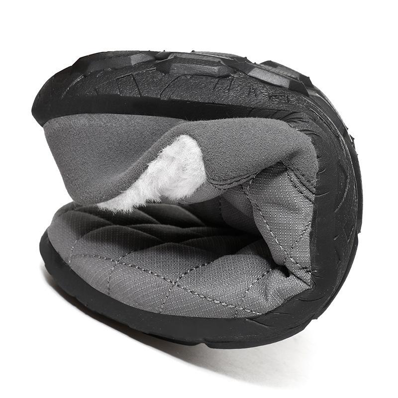 Herren Winter Plus Samt Schneestiefel Lässige PU Warme Indoor Baumwollpantoffeln Groß Dick Rutschfeste Schuhe 38-48