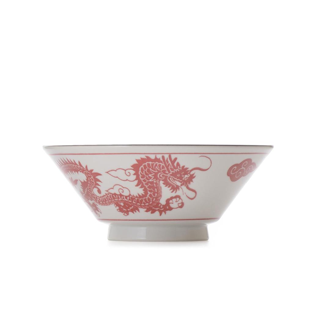 Marusankondo Ramen Bowl Retro Ramen Bowl Tableware Dragon Mino Ware Lightweight Retro Ramen Bowl (Red)