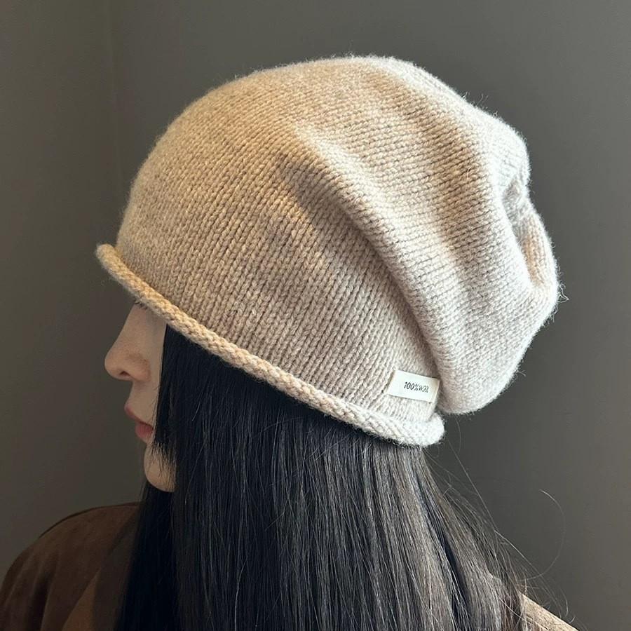 % Wool~ Internet celebrity atmosphere heap hat big head circumference men and women autumn and winter warm advanced cold hat show small face