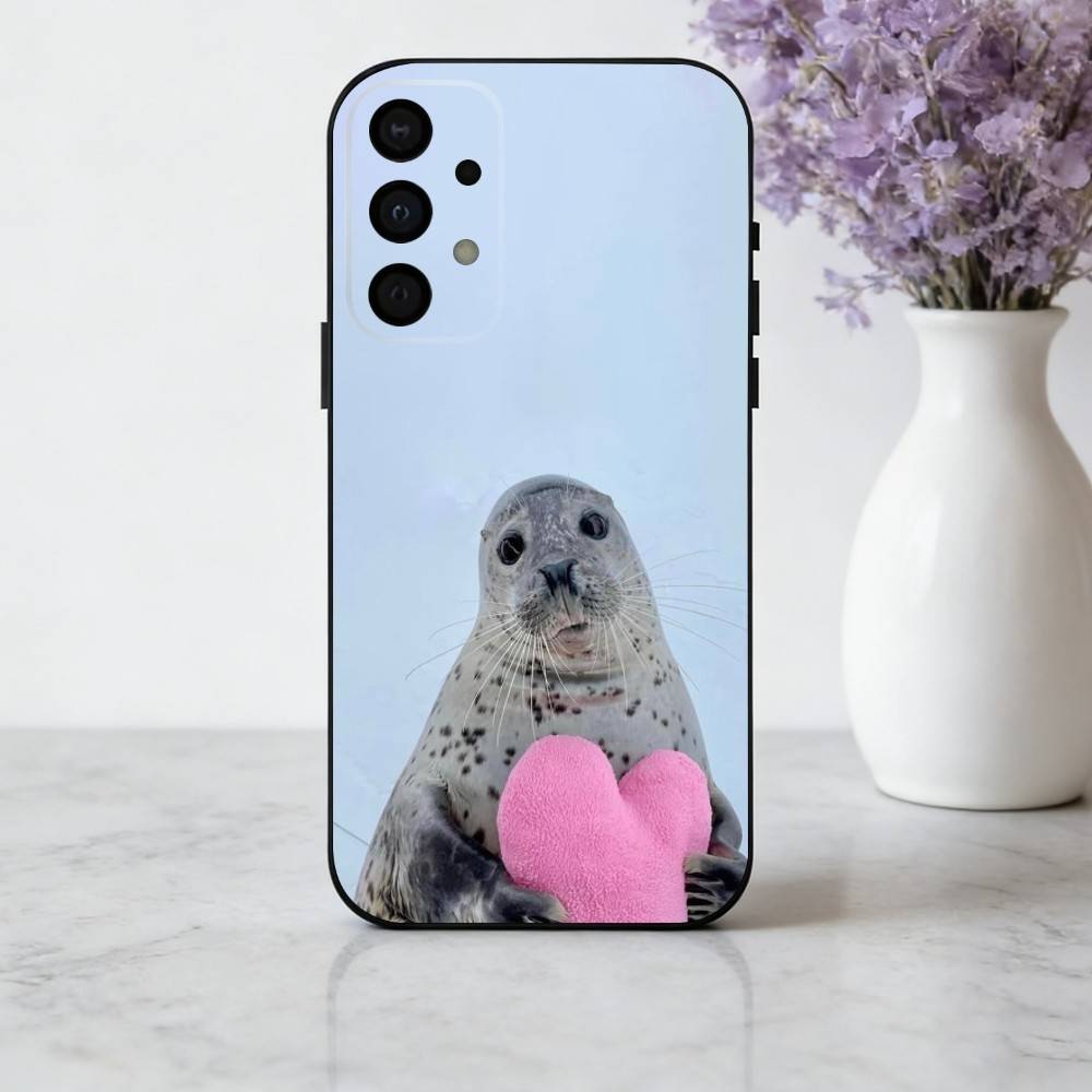 S-Seal F-Funny C-Cute Phone Case For Samsung Galaxy A73,A72,A71,A70,A53,A52,A51,Others Soft Black Cover