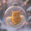 Cute Cat Christmas Ball Ornament 3D Animal Clear Plastic Ball Xmas Tree Ornaments