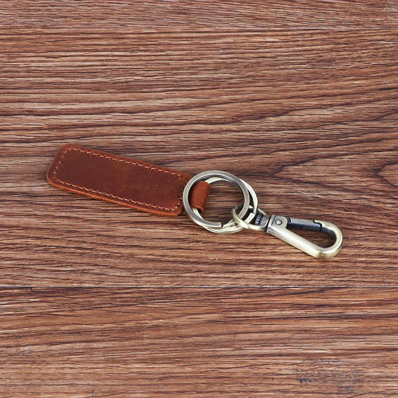 Crazy Horse Leather Cowhide Keychain - Creative Advertising Gift Promotional Hardware Keyring