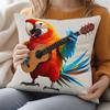 1pc Funny Parrot & Guitar Pillowcase - Double-Sided Printed Cushion Cover with Zipper Closure, Suitable for Sofa Bed Decor, Machine Washable Music-The