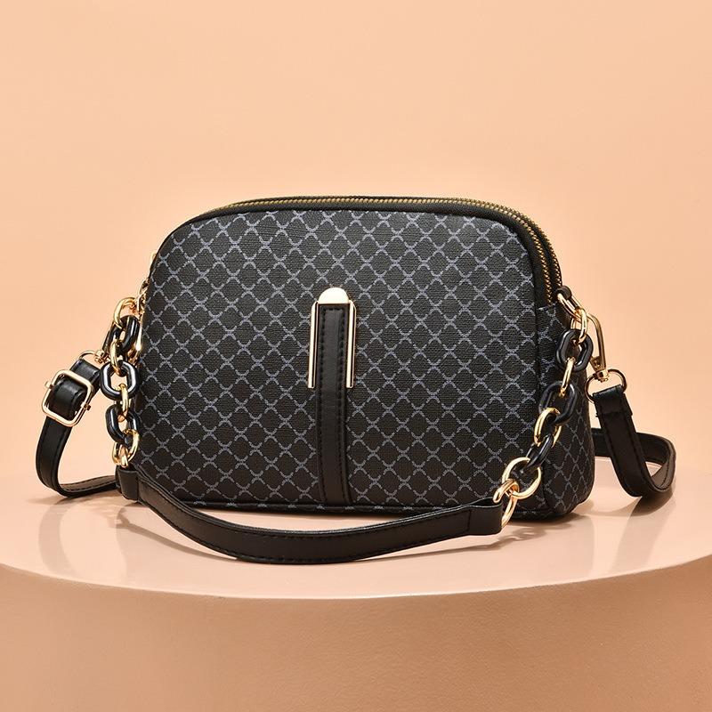 Popular Small Bag, New Printed Women's Shoulder Bag, Soft Leather Double-layer Large Capacity Crossbody Bag