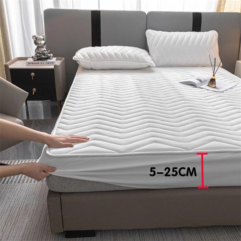 Hochwertiger Luxus-Bettlaken-Matratzenschoner aus gesteppter Baumwolle mit antibakterieller Faserfüllung und Anti-Milben-Bequemlichkeit