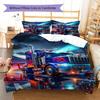 Truck Pattern Bedding Quilt Set Quilt Cover Pillowcase Home Decoration Gift (1 * Duvet Cover + 2 * Pillowcase, Without Core)