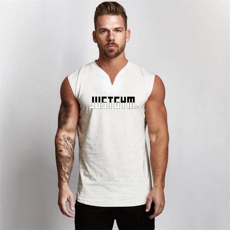 Muscular Men Men's Fitness Vest Men's Muscle Sleeveless Top Vest Bodybuilding Gym V-neck Sports Vest Solid Customization
