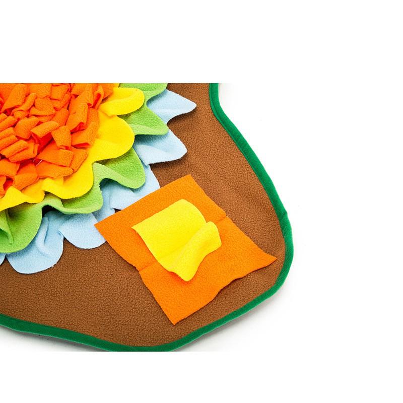 Interactive Snuffle Mat Dogs Cats 50x50cm Fleece Scent Enrichment Puzzle Feeding Orange Blue